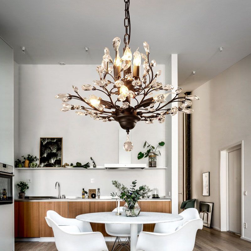 Branches Living Room Hanging Chandelier Traditional-Style Crystal Black Chandelier Light Fixture
