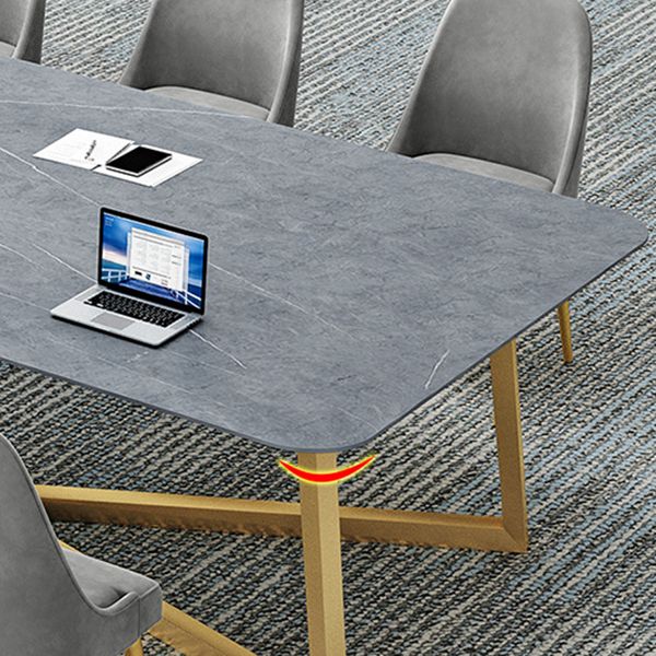 Grey and White Writing Desk Steel and Stone Office Desk for Office
