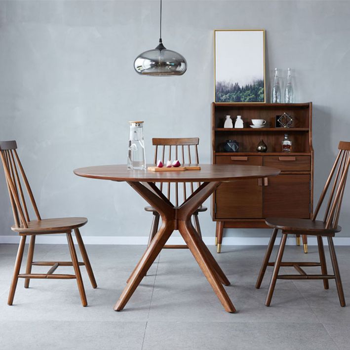 1/2/3/4 Pieces Solid Wood Dining Set Modern Pine Wood Round Table with Wooden Chairs