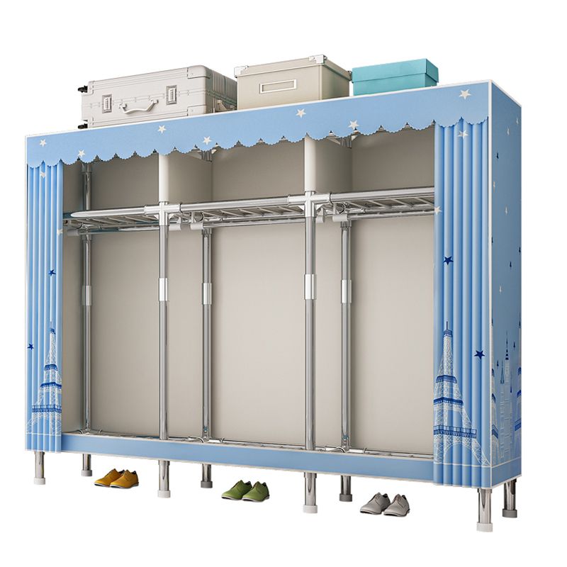 Metal Frame Home Wardrobe Armoire Modern Style Wardrobe with Shelves