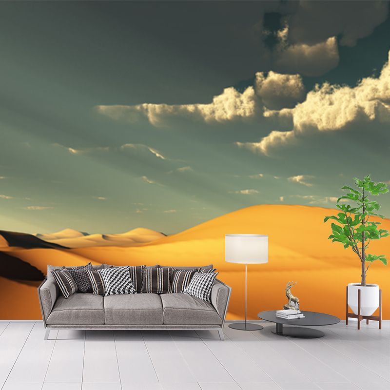 Personalized Photo Print Modern Mural with African Desert and Cloudy Sky View in Yellow