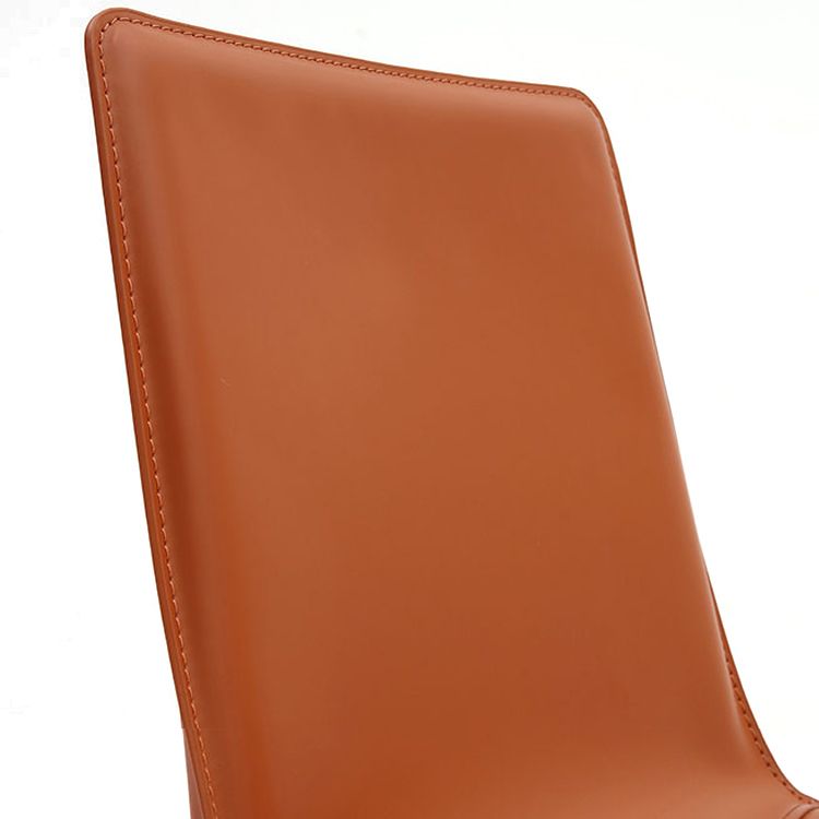 Leather Dining Chair Minimalist Design Solid Back Armless Dining Chair