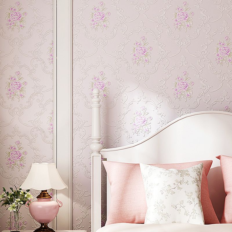 Countryside Flower Peony Wallpaper Light-Color Stain Resistant Wall Art for Bedroom