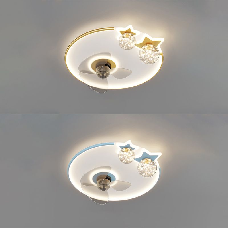 3-Blade Ceiling Fan Children Metallic Polish Finish Fan with Light for Living Room