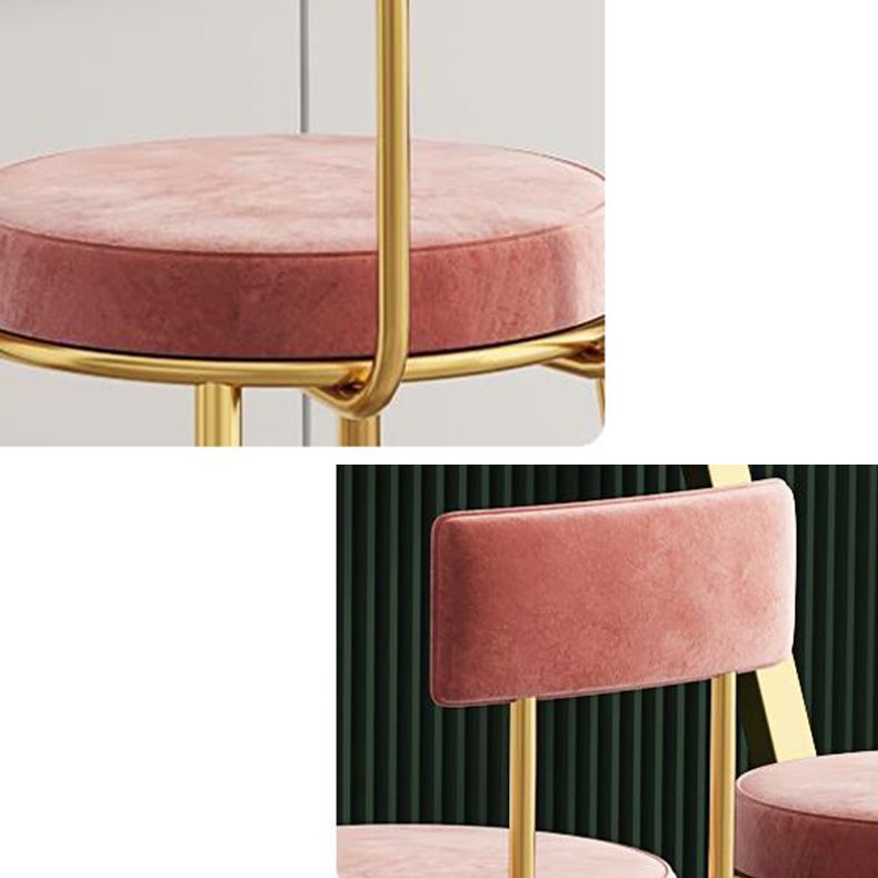 Contemporary Low Back Barstools Round Bar Stools with Gold Metal Legs