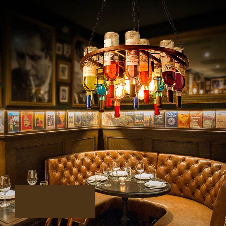 Wine Bottle Glass Chandelier Pendant Light Industrial Bar Chandelier Lighting