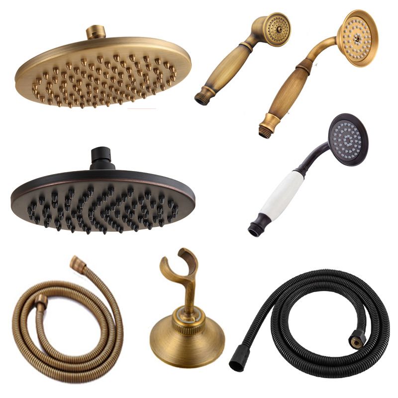 Traditional Handheld Shower Head with Hose Polished Brass Wall-Mount Showerhead