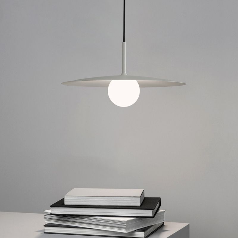 1-Light White Glass Pendant Lighting Fixtures Modern Ceiling Pendant for Bar