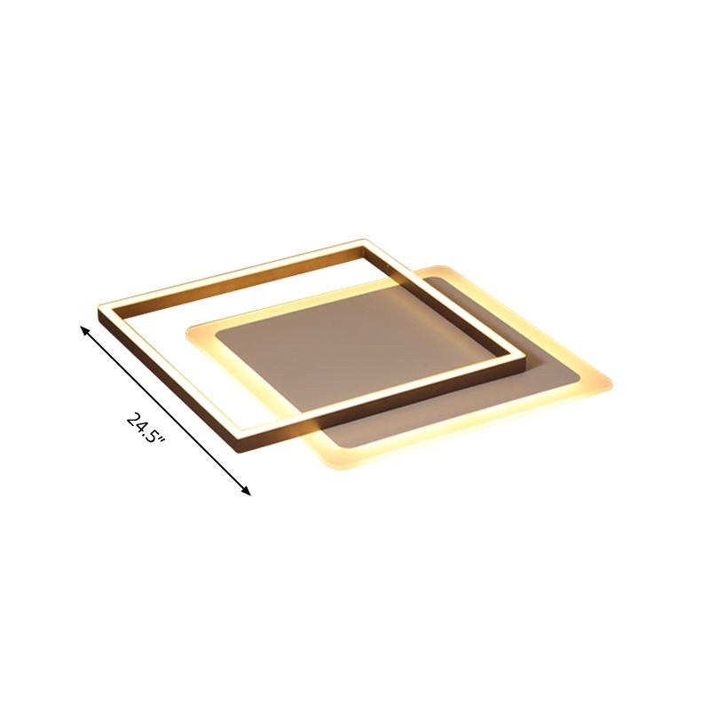 16.5"/20.5"/24.5" Wide Rectangular Flush Lamp Modern Acrylic LED Coffee Flush Mount Lighting Fixture in Warm/White Light