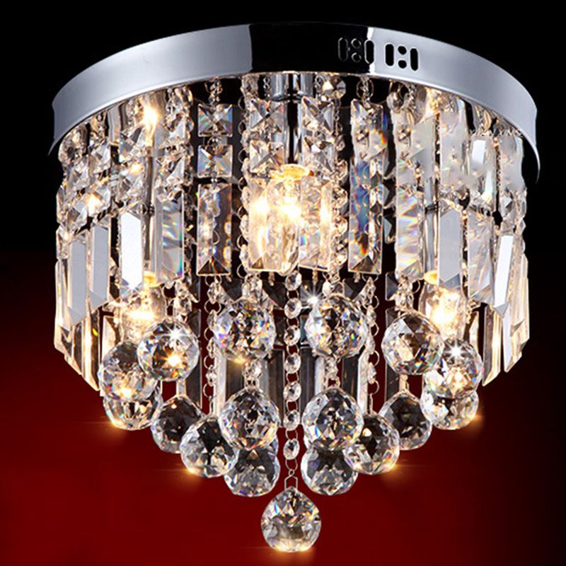 Raindrop Ceiling Mounted Fixture Modern Crystal Bedroom Ceiling Mounted Light in Chrome