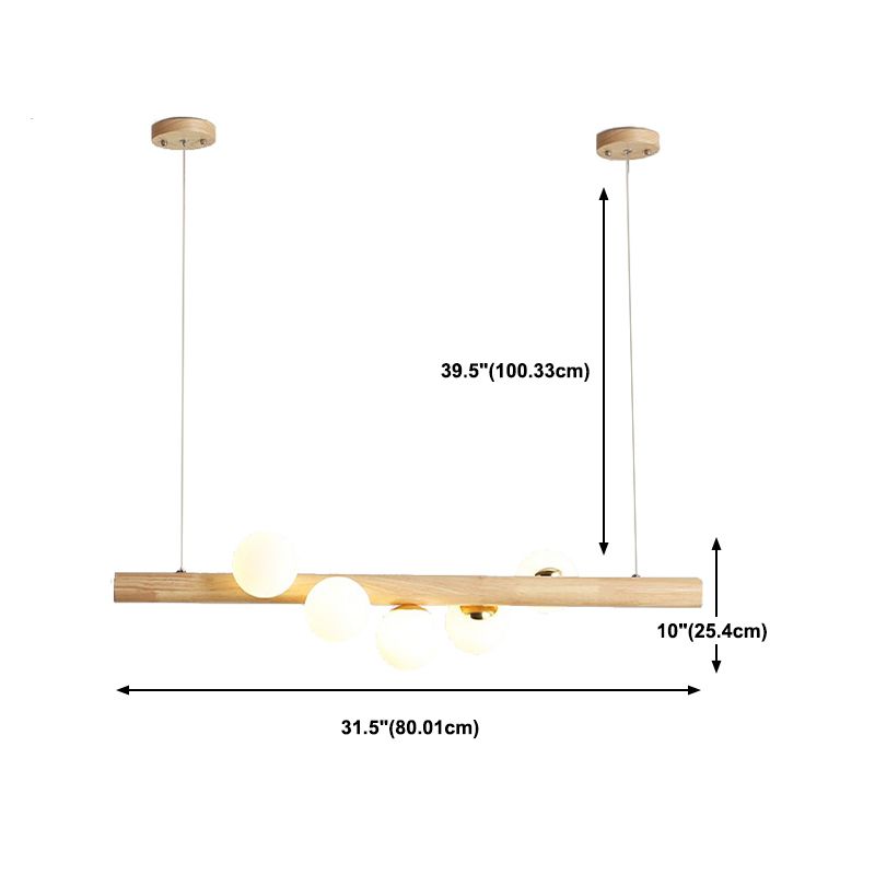 5/7-Light Wood Ceiling Light Industrial Kitchen Island Lighting for Room