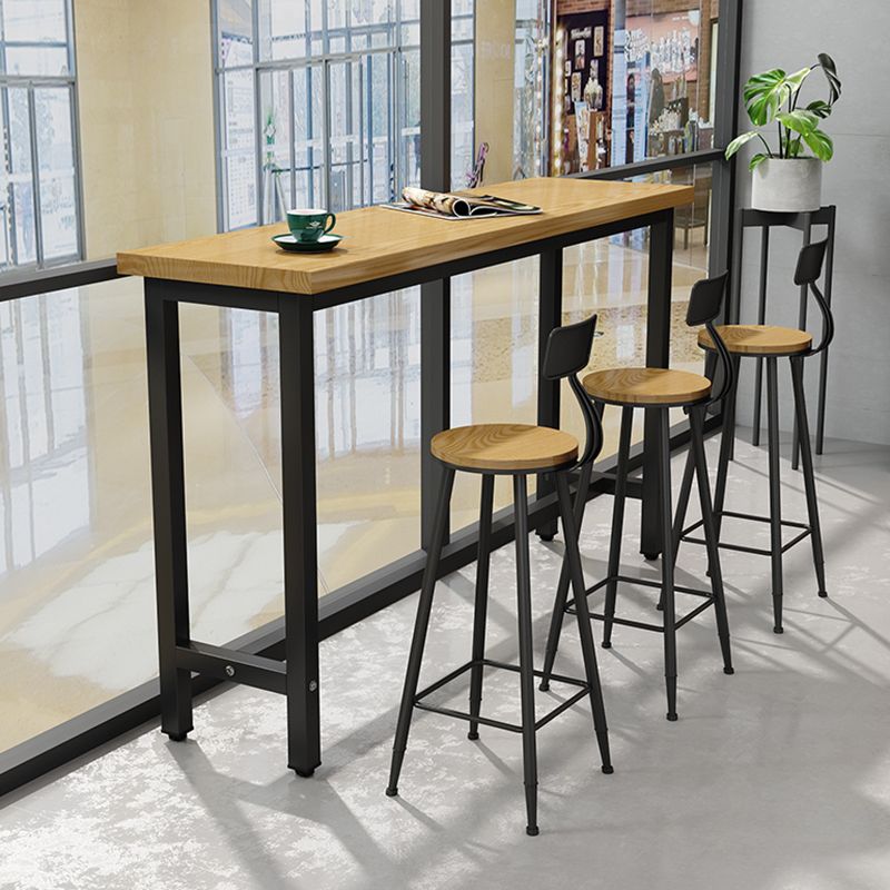 Industrial Indoor Bar Dining Table Metal and Wood Bar Stool Table