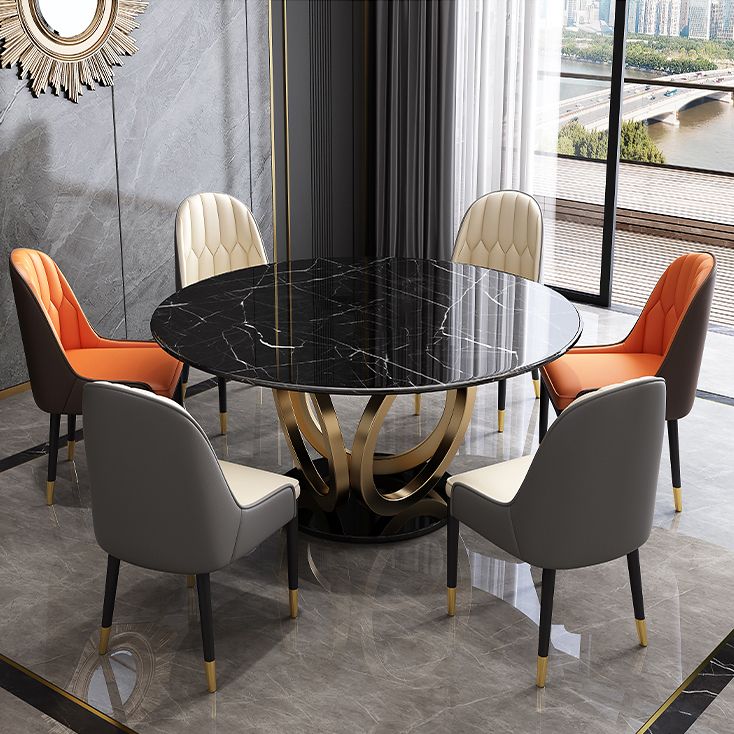 Glam Restaurant Sintered Stone Table Round Pedestal Dining Table