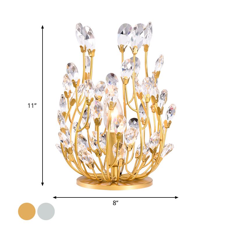 Accensione da tavolo a 1 luci Classico Crystal Drop Crystal Droplette in argento/oro per soggiorno