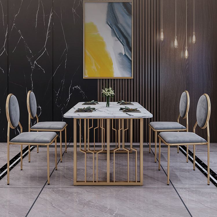 Metal Traditional Luxury Rectangle Table Sintered Stone Table for Kitchen