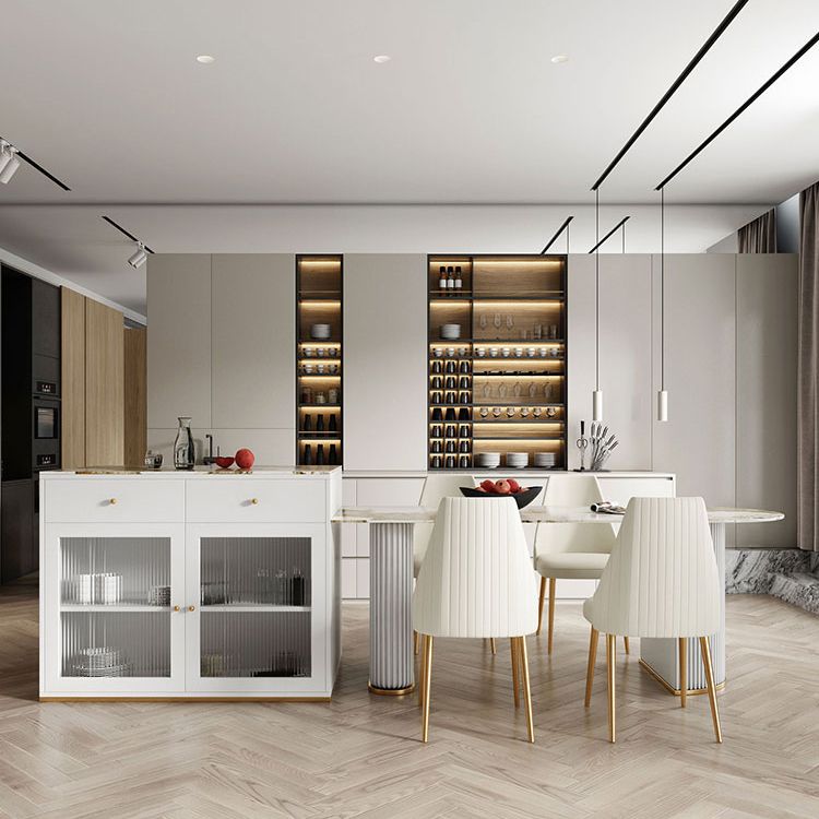 Sintered Stone Dining Table Traditional Luxury Dining Table with Double Pedestal Base