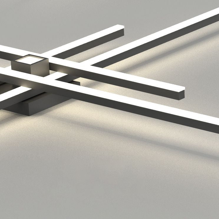 Linear Black Modern Flush Mount LED Aluminum Ceiling Mounted Light for Living Room