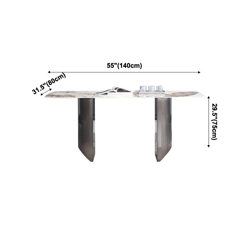 Metal Traditional Luxury Table Rectangular Sintered Stone Table