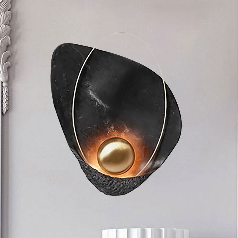 Resin Shell Shaped Wall Lamp Single Head Modern Metal LED Wall Lighting in White/Black Light