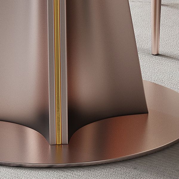 Modern White Round Extendable Dining Table with Metal Pedestal Base