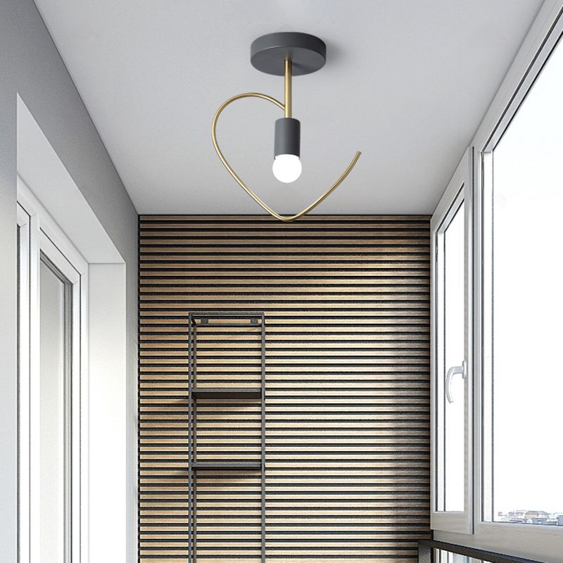 Metal Unique Shade Flush Ceiling Light Modern Style 1 Light Flush Mount Fixture