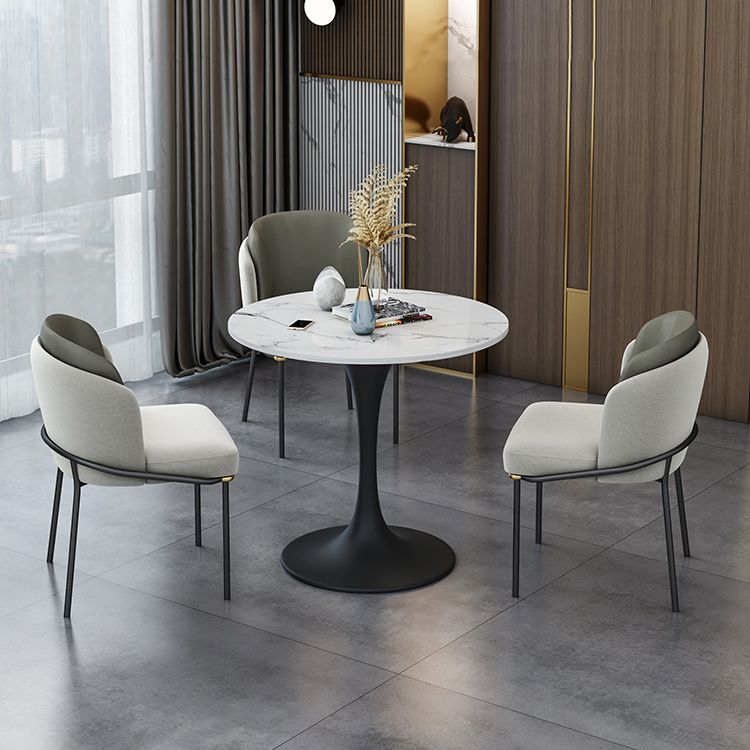 Contemporary Stone Dining Set 1/4/5 Pieces Round Dining Table Set with Padded Chairs