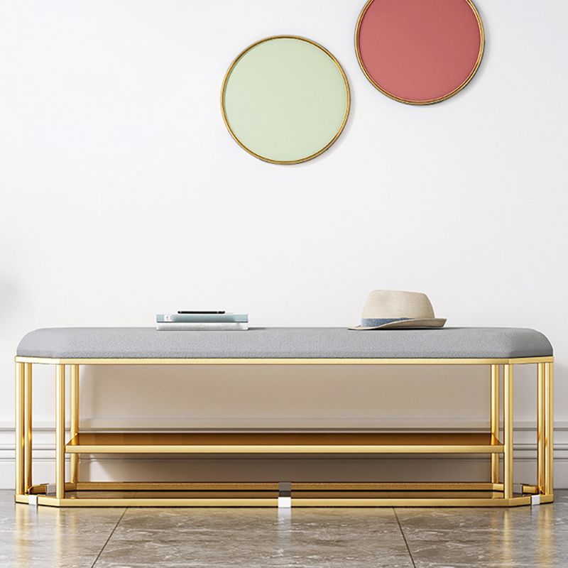 Glam Plain Storage Ottoman Velvet Rectangle Shelved Ottoman Pouf