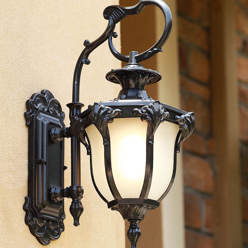 Opaline Glass Bell Wall Mount Lighting Retro Style 1-Bulb Patio Wall Sconce Light Fixture