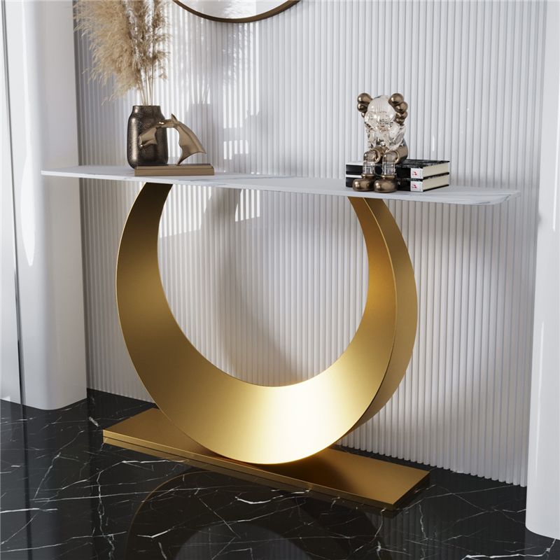 Glam Style Stone Top Accent Table for Hall Console Table 31.5" High