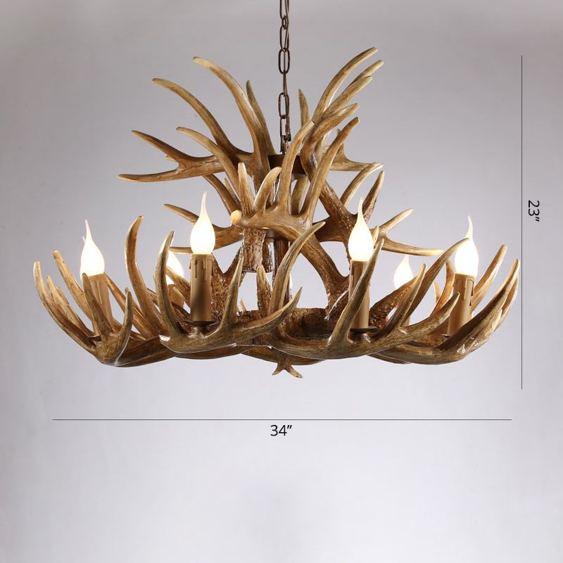 Künstliches Geweih Kronleuchter rustikales Harz hängendes Licht mit exponiertem Glühbirnendesign