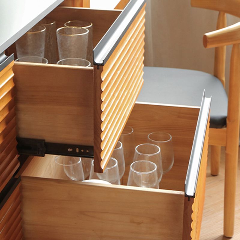 Black Stone Modern Kitchen Island Table with Solid Wood Base and Drawers