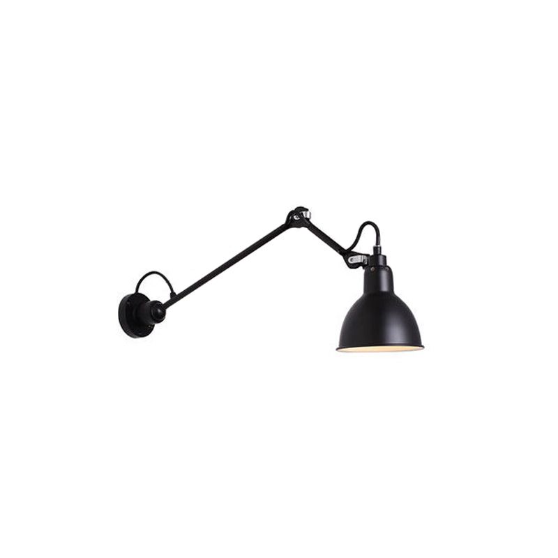 Bowl Shade Swing Arm Wall Lighting Modern Style Metal 1 Light Sconce Lamp in Black