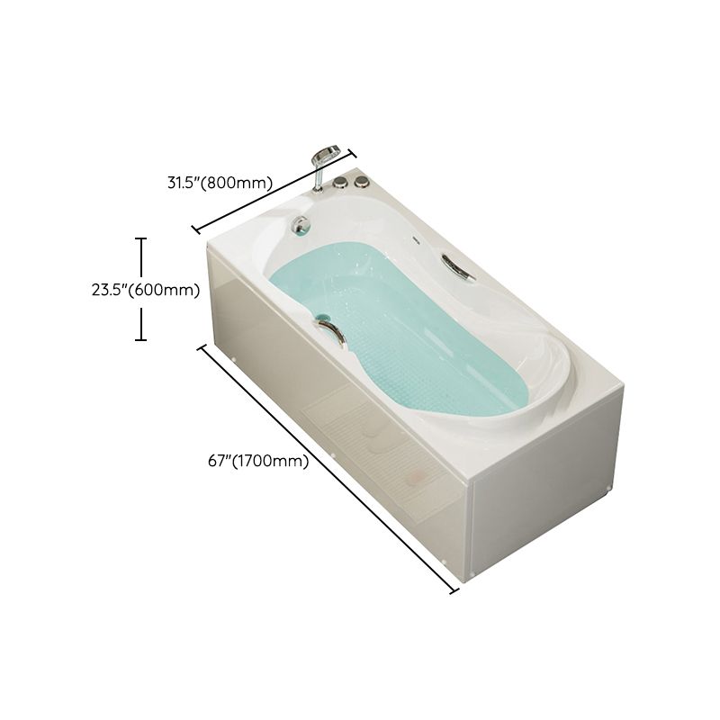 Freestanding Acrylic Bathtub Soaking White Square Modern Back to Wall Bathtub