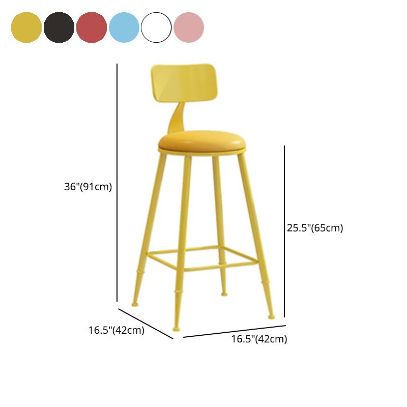 Contemporary Style Low Back Bar-stool Round Counter Bar Stool with Metal Legs