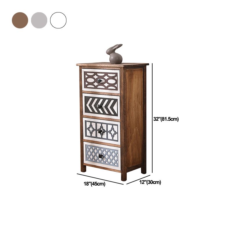 Vertical Wooden Storage Chest Dresser Traditional Lingerie Chest with Drawers