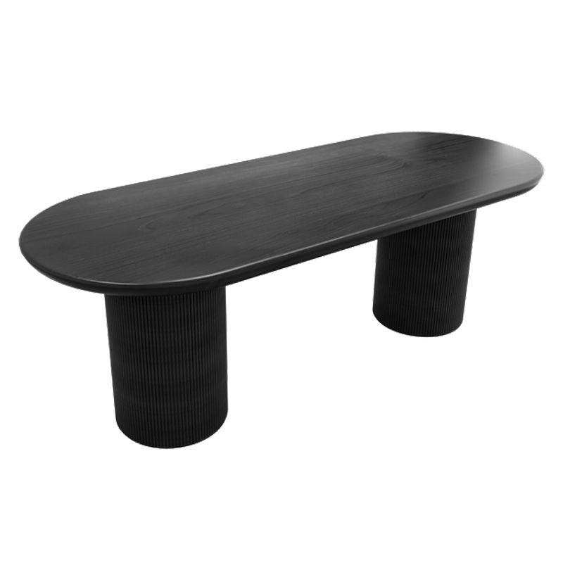 Solid Wood Contemporary Oval Dining Table Wood Top Dining Table for Kitchen