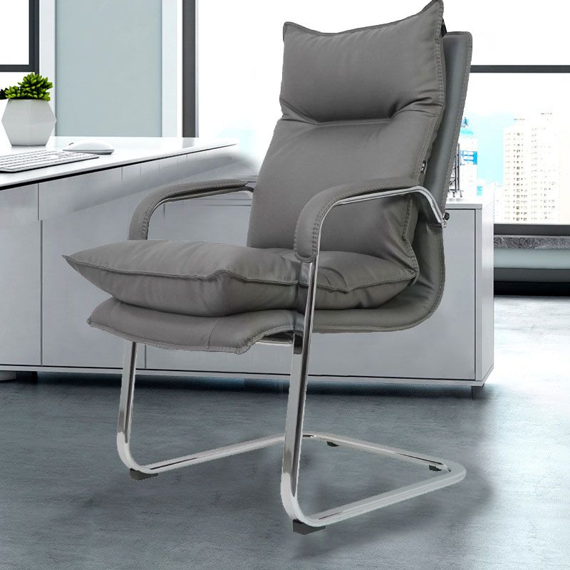Grey High Back Managers Chair Modern Padded Arms Executive Chair