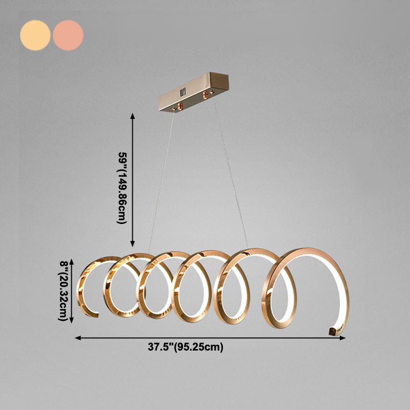 Gold Metal LED Island Light Fixture Modern Ceiling Pendant Light for Living Room