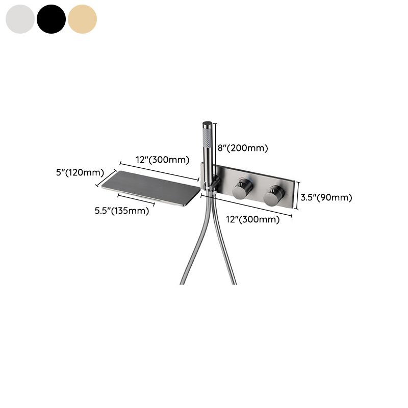Modern Bath Faucet Solid Color Wall Mounted Waterfall Bathroom Faucet with Double Handle