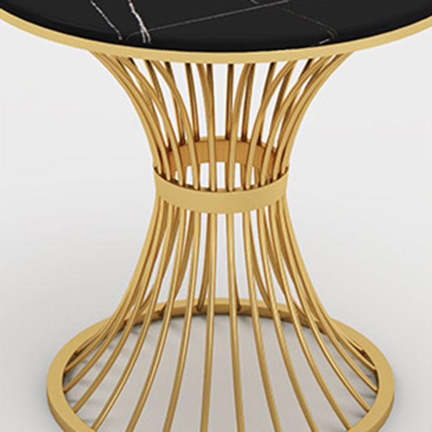 Black Stone Top Dinette Set with Metal Base 1/5 Pieces Modern Round Dining Table Set