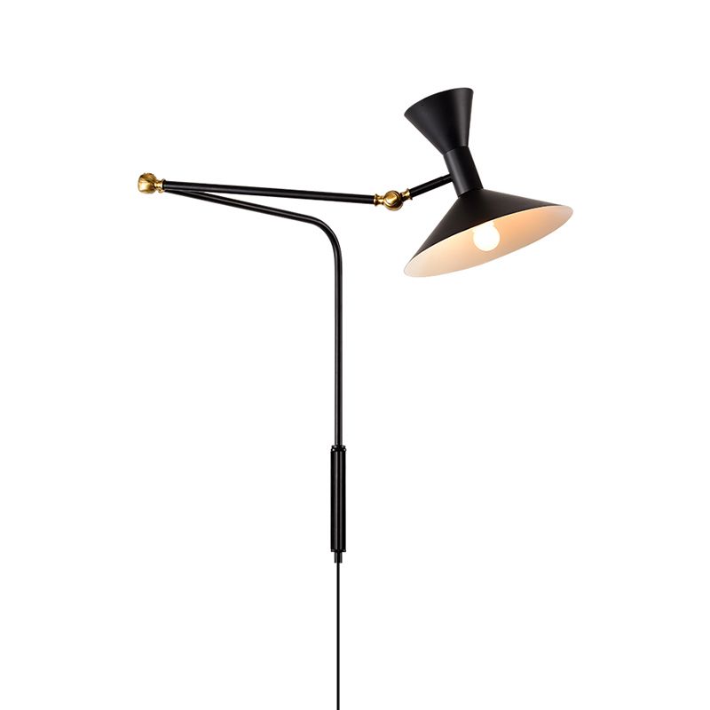 Nordic Metal Wall Light Conical Shade 2 Lights Adjustable Wall Sconce for Living Room