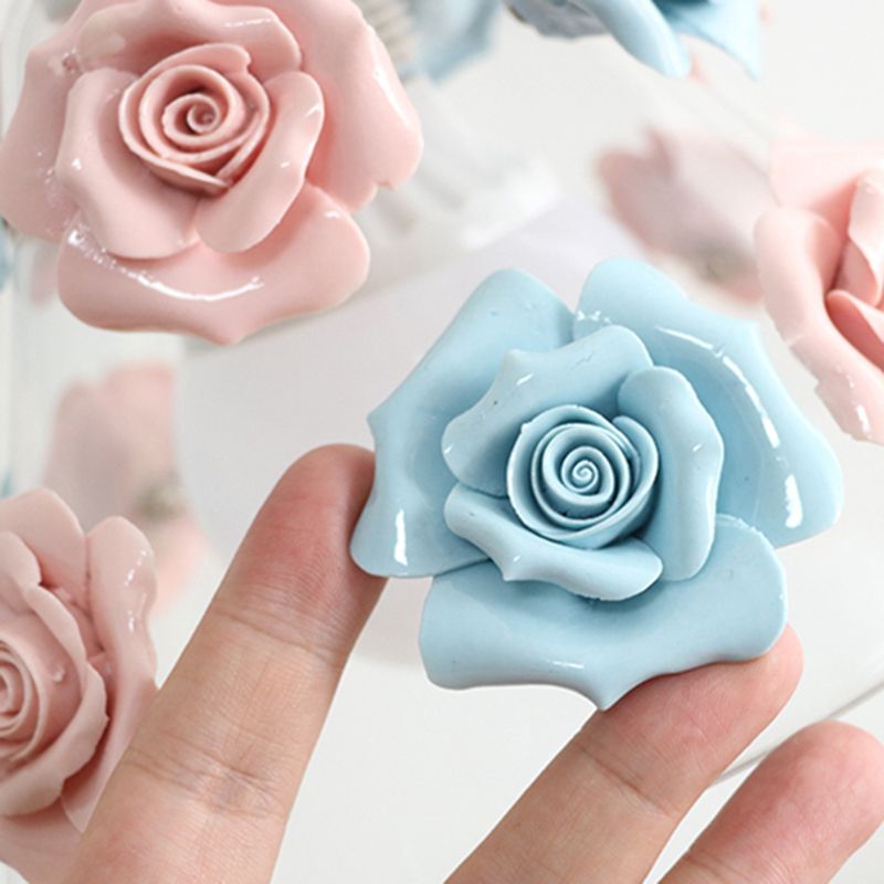 1-Light Pendant Lighting Korean Garden Rose Ceramic Suspension Light Fixture for Bedroom