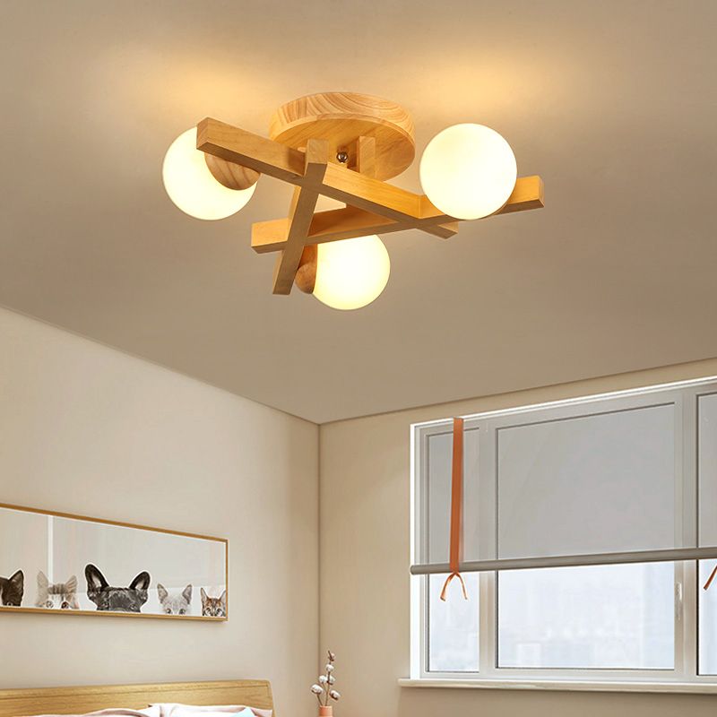Madera Global Semi Flush Lighture Fixture Modern Style Wooden Semi Flush Mount Lighture