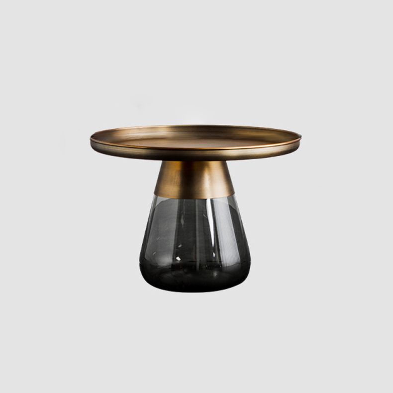 Contemporary Style Round Side End Table Glass Pedestal Leg Side Table