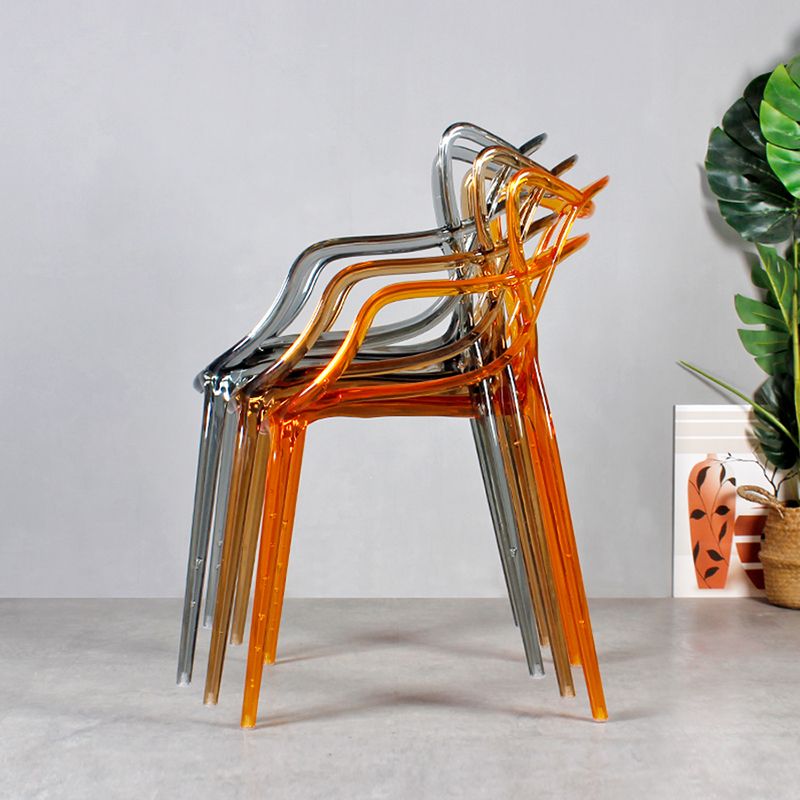 Contemporary Indoor Plastic Open Back Stacking Dining Arm Chair