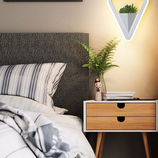 LED Triangle Shape Wall Mount Lamp Acrylic Shade Contemporary Plant Sconces for Living