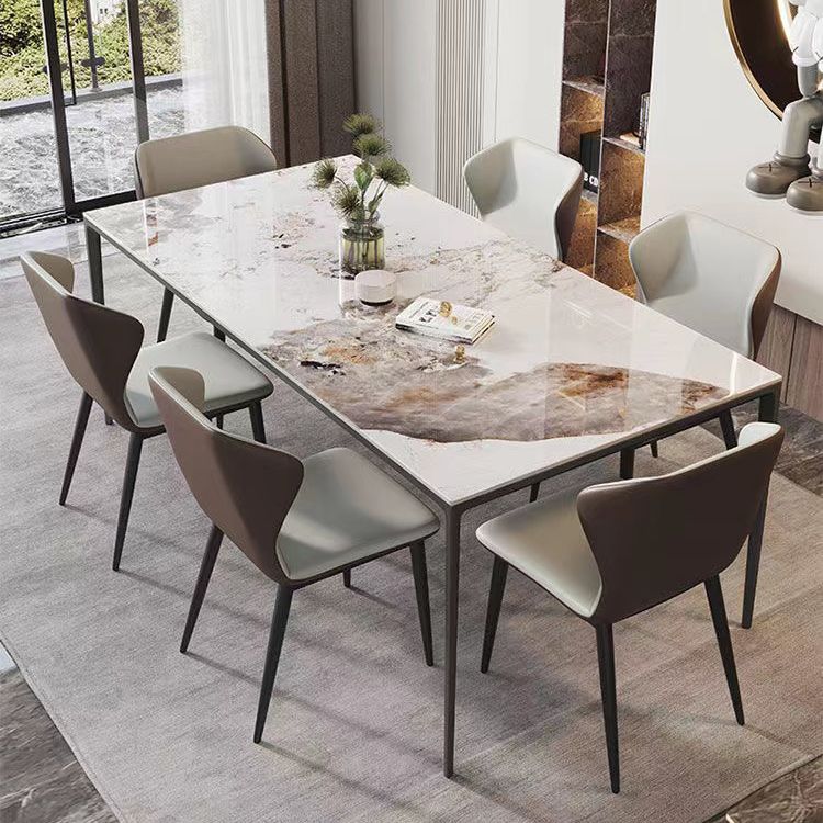 Sintered Stone Home Kitchen Table Industrial Rectangle Fixed Dining Table