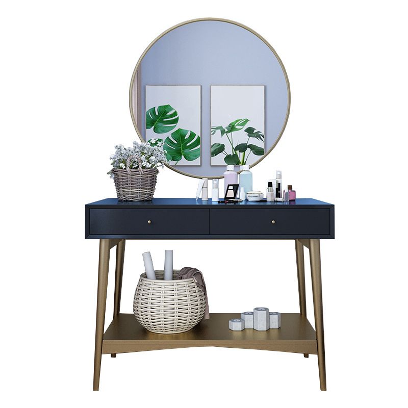17.71" Wide Makeup Counter with Mirror Vanity Tables with 2 Storage Drawers