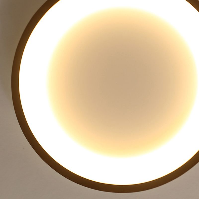 Modern Single Brown Flush Mount Lighting Wooden Ceiling Light for Bedroom