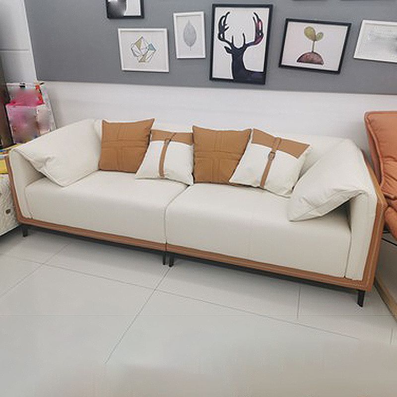 Modern Faux Leather Pillow Top Arm Sofa/Sectional Pillowed Back Cushions for Living Room